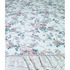 Vintage Croscill Elizabeth Gray Victoria Lace Trim Curtains 2 panels 60x84" each